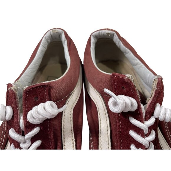 Vans Old Skool Skater Shoes Womens 8.5 Maroon Red Suede Canvas Low Top Sneaker - Picture 7 of 11